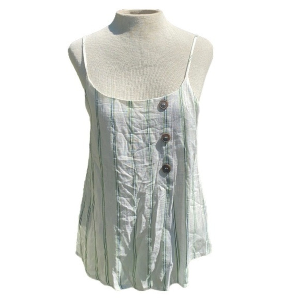 E&M women’s tank top medium blue/green/white